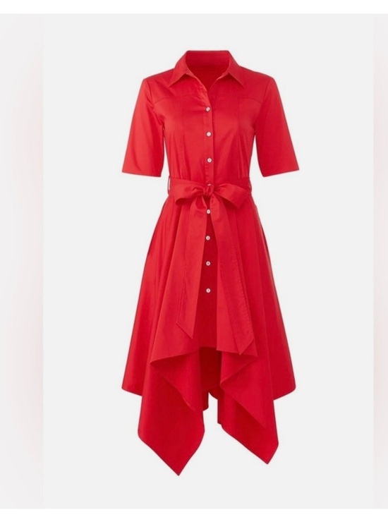 BADGLEY MISCHKA Dresses & Skirts - NWOT-BADGLEY MISCHKA - SHIRTWAIST RED COTTON DRESS - SIZE - 8